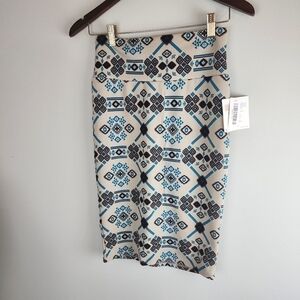Lularoe Cassie Pencil Skirt Aztec Print Stretch Size Extra Small